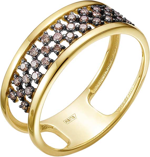 Золотое кольцо Vesna jewelry 13436-357-09-00 с коньячными бриллиантами