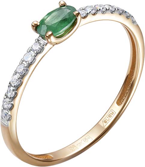 Золотое кольцо Vesna jewelry 13469-151-14-00 c бриллиантом, изумрудом