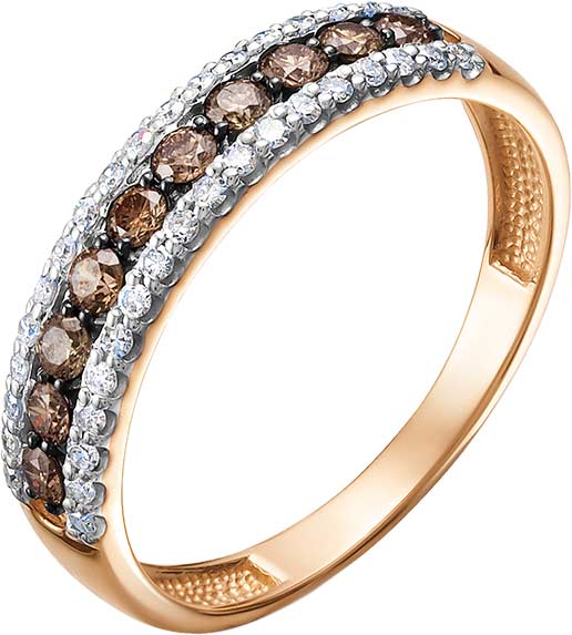 Золотое кольцо Vesna jewelry 13514-156-176-00 с коньячными бриллиантами, бриллиантами