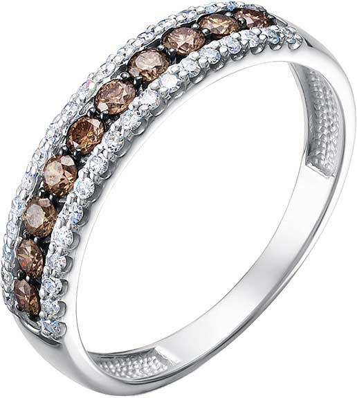 Кольцо из белого золота Vesna jewelry 13514-256-176-00 с коньячными бриллиантами, бриллиантами