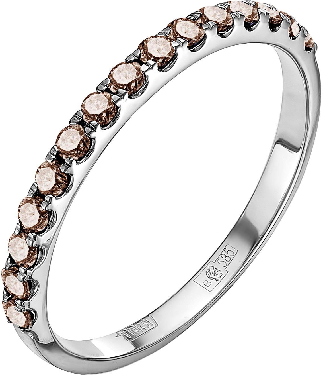 Кольцо из белого золота Vesna jewelry 1554-256-09-00 с коньячными бриллиантами