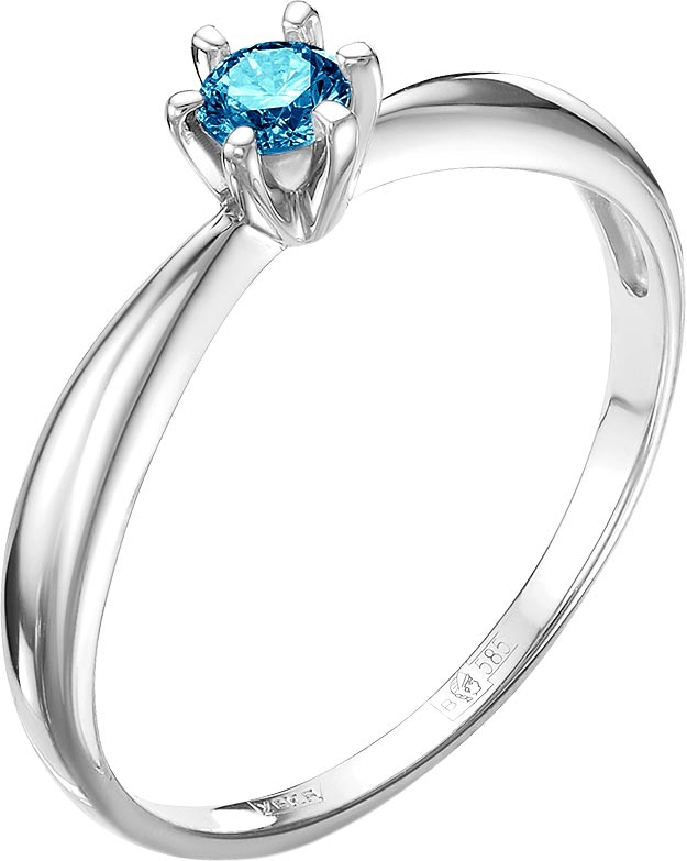 Кольцо из белого золота Vesna jewelry 1608-251-216-00 с голубым бриллиантом