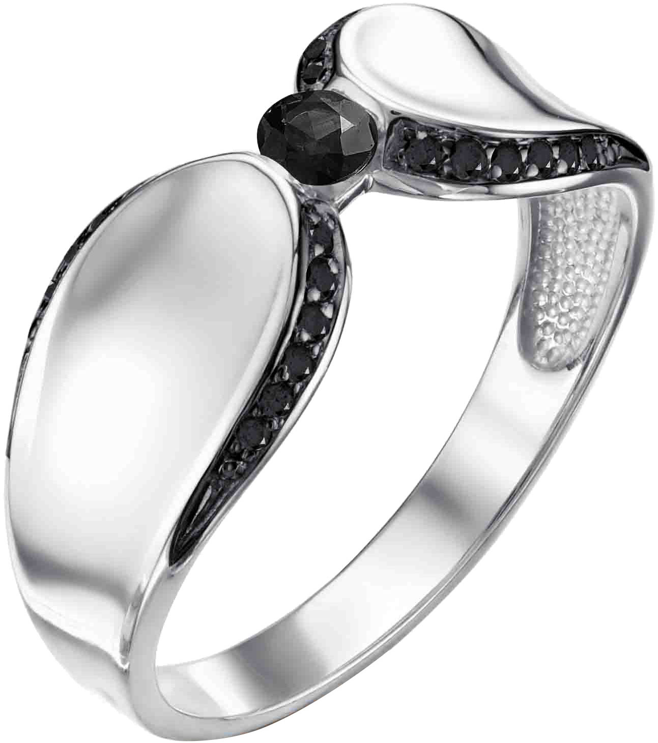 Кольцо из белого золота Vesna jewelry 1809-256-02-00 с черными бриллиантами