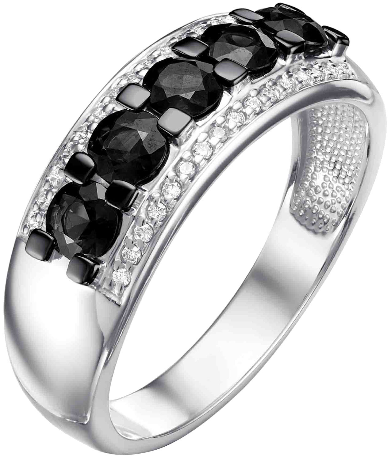 Кольцо из белого золота Vesna jewelry 1834-256-142-00 с бриллиантами, черными бриллиантами
