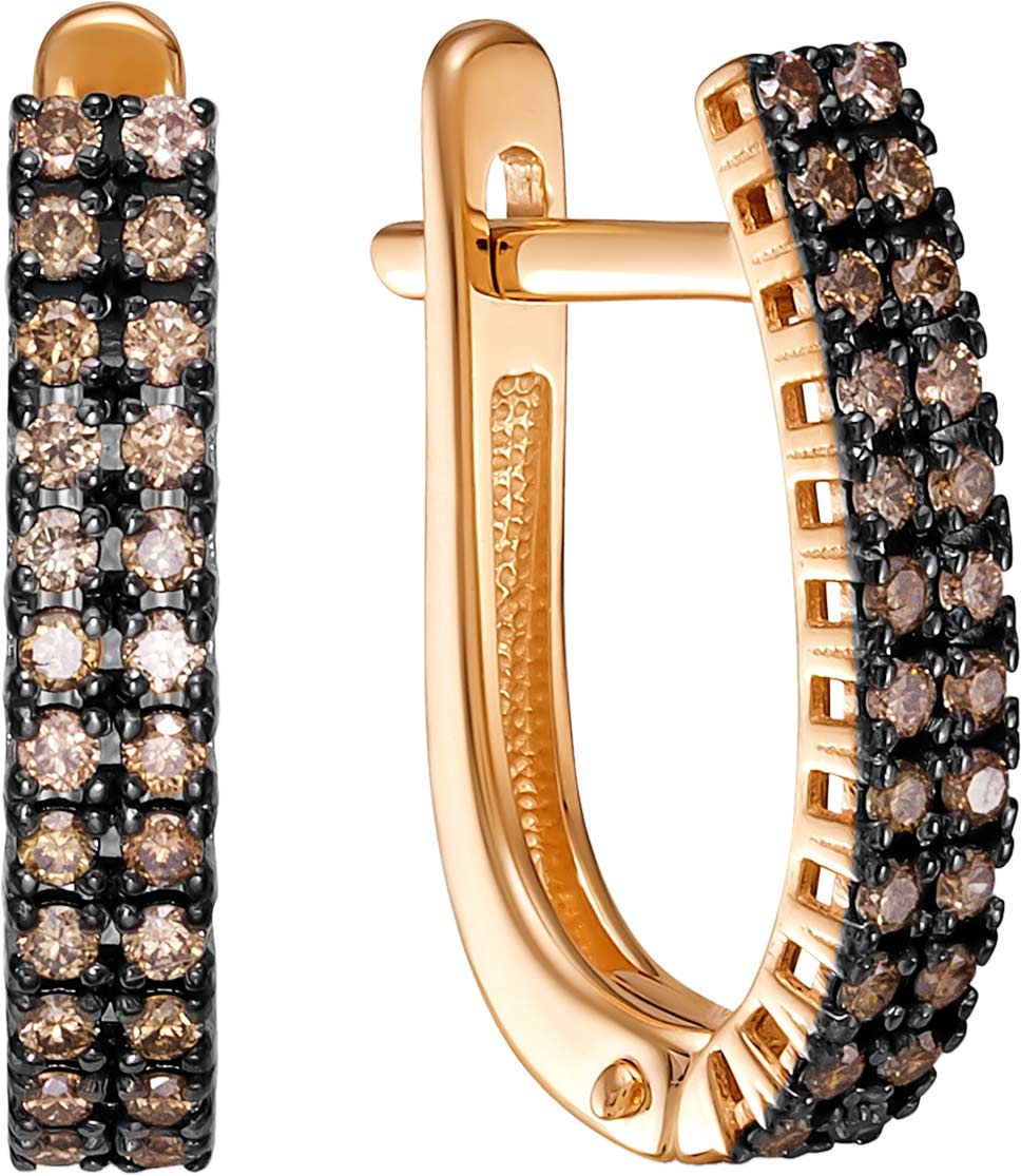 Золотые серьги Vesna jewelry 21060-157-09-00 с коньячными бриллиантами