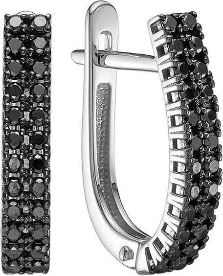 Серьги из белого золота Vesna jewelry 21060-256-02-00 с черными бриллиантами