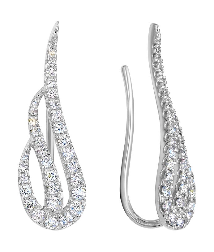 Серьги клаймберы из белого золота Vesna jewelry 21247-251-46-00 с бриллиантами