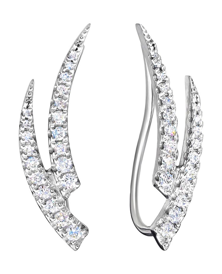Серьги клаймберы из белого золота Vesna jewelry 21248-251-00-00 с бриллиантами