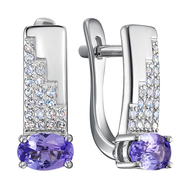 Серьги из белого золота Vesna jewelry 21799-251-141-00 с танзанитами, бриллиантами