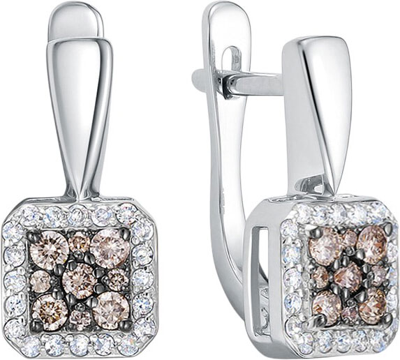 Серьги из белого золота Vesna jewelry 21836-256-176-00 с коньячными бриллиантами