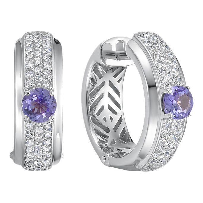 Серьги из белого золота Vesna jewelry 22209-251-141-00 с танзанитами, бриллиантами