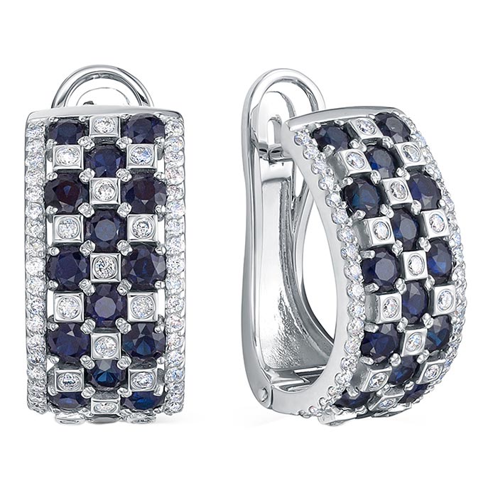 Серьги из белого золота Vesna jewelry 22230-251-03-00 с сапфирами, бриллиантами