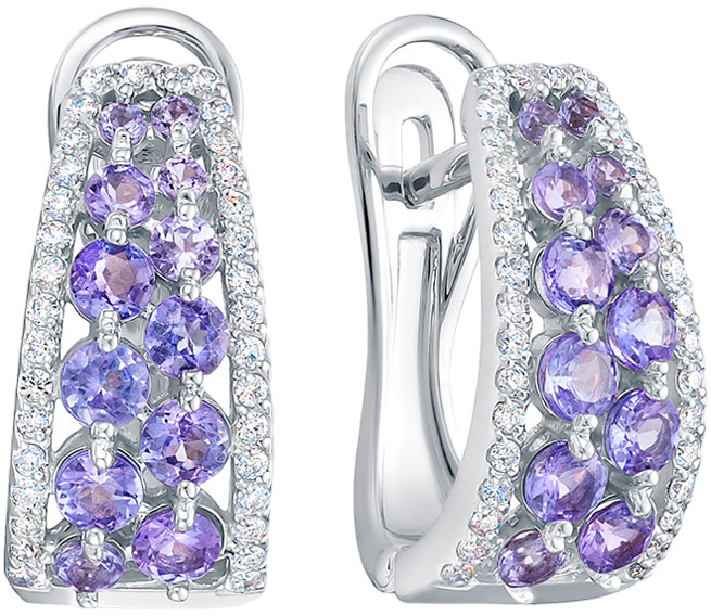 Серьги из белого золота Vesna jewelry 22232-251-140-00 с танзанитами, бриллиантами