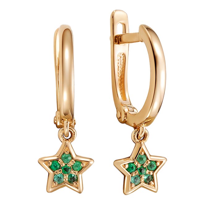 Золотые серьги Vesna jewelry 22249-150-11-00 c изумрудом