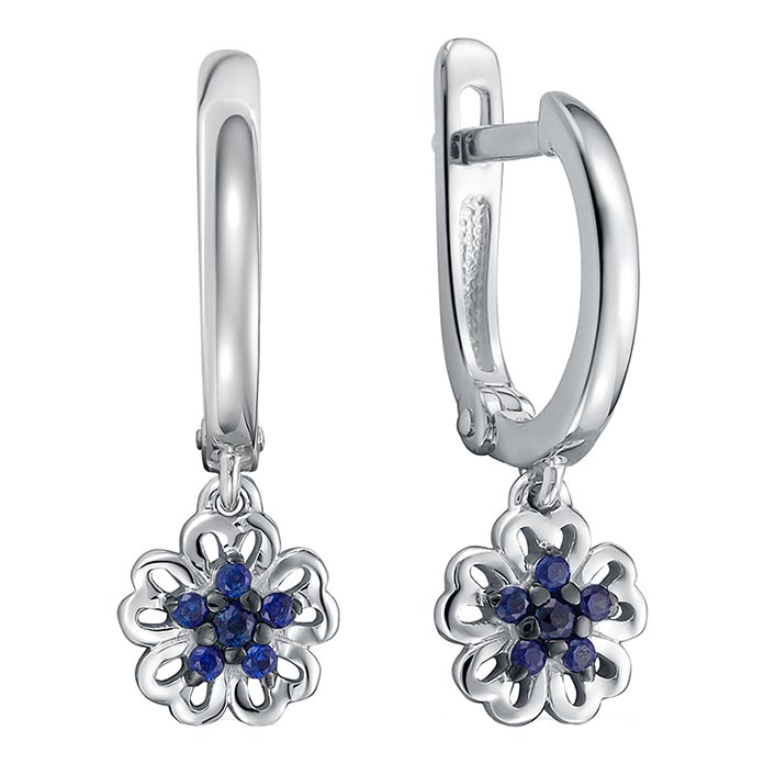 Золотые серьги Vesna jewelry 22253-256-10-00 c сапфиром