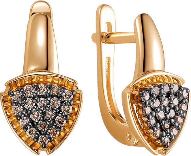 Золотые серьги Vesna jewelry 22763-157-09-00 с коньячными бриллиантами