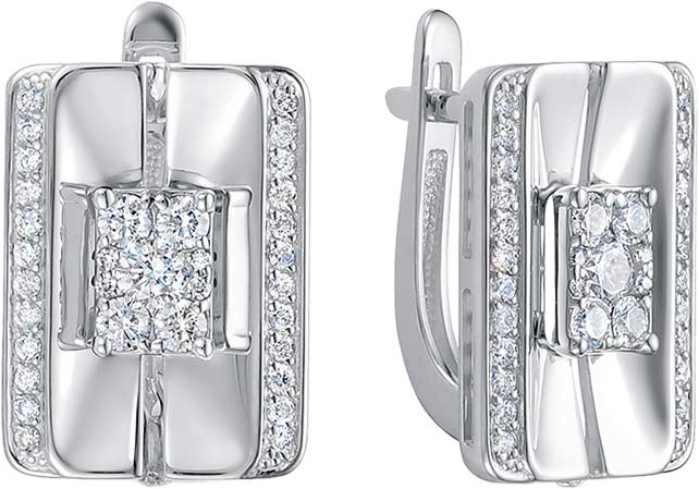 Серьги из белого золота Vesna jewelry 22850-251-00-00 с бриллиантами