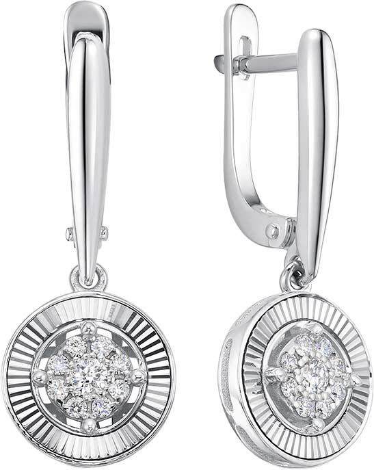 Серьги из белого золота с подвесками Vesna jewelry 23068-259-00-00 с бриллиантами