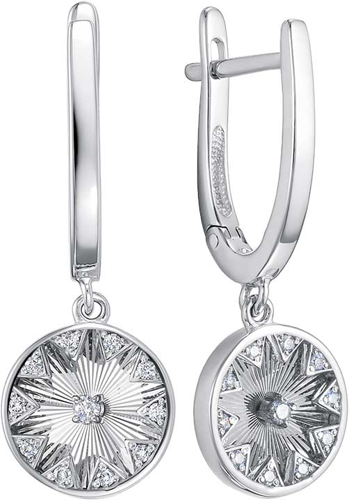 Серьги из белого золота с подвесками Vesna jewelry 23074-259-00-00 с бриллиантами