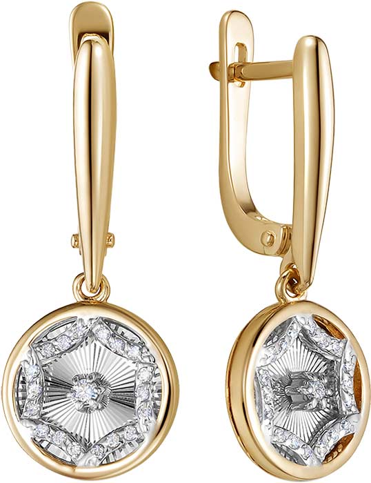 Золотые серьги с подвесками Vesna jewelry 23075-159-00-00 с бриллиантами