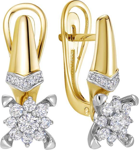 Золотые серьги Vesna jewelry 23155-351-00-00 c бриллиантом