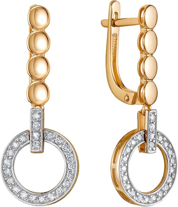 Золотые серьги с подвесками Vesna jewelry 23159-151-00-00 с бриллиантами