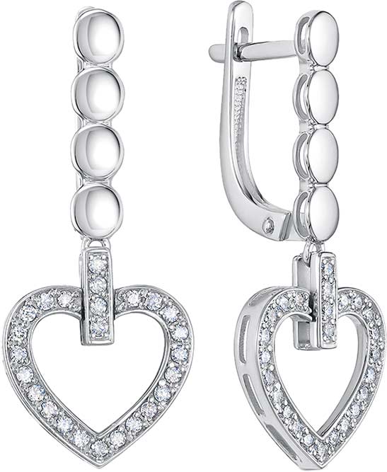 Серьги из белого золота с подвесками Vesna jewelry 23160-251-00-00 с бриллиантами