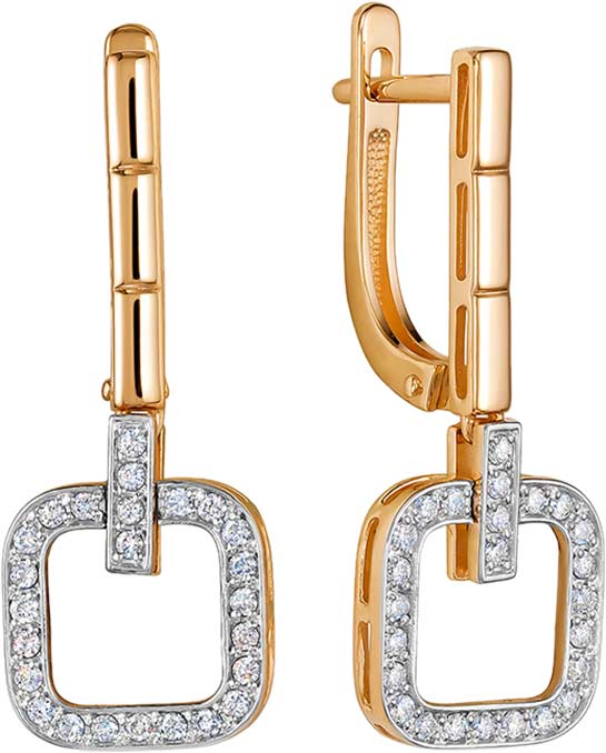 Золотые серьги с подвесками Vesna jewelry 23161-151-00-00 с бриллиантами