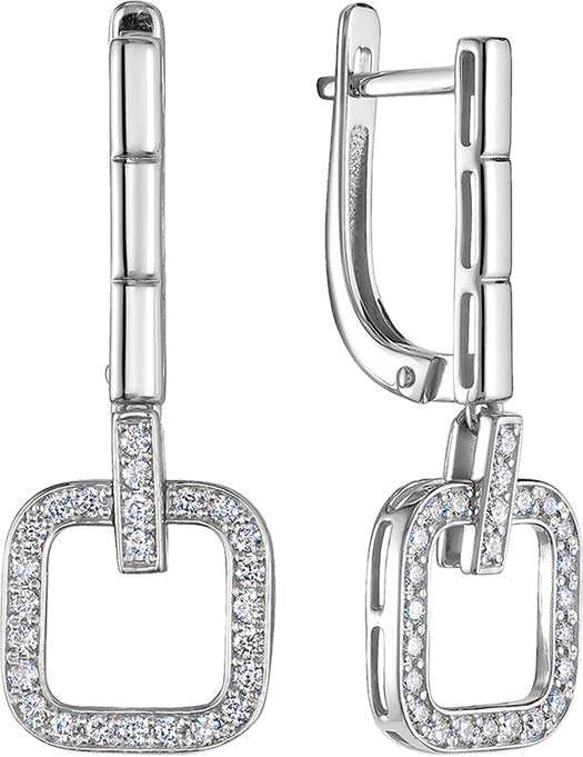 Серьги из белого золота с подвесками Vesna jewelry 23161-251-00-00 с бриллиантами