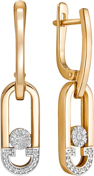 Золотые серьги с подвесками Vesna jewelry 23184-151-00-00 с бриллиантами