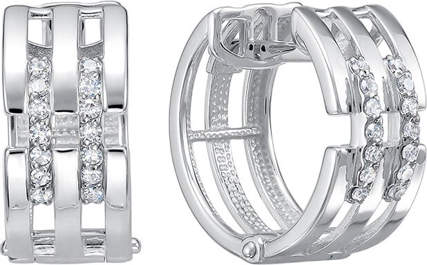 Серьги хаггисы из белого золота Vesna jewelry 23206-251-01-00 с бриллиантами