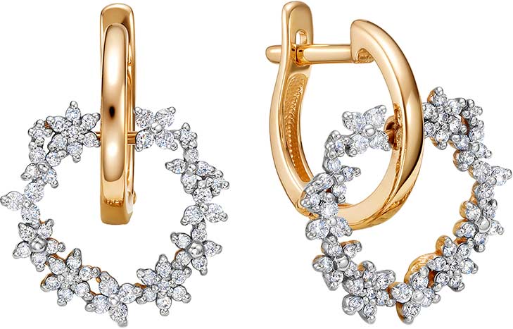 Золотые серьги с подвесками Vesna jewelry 23213-151-00-00 с бриллиантами