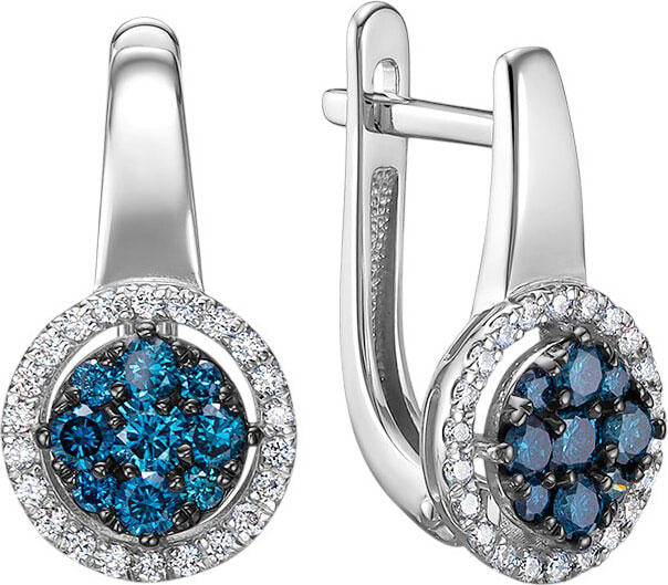 Серьги из белого золота Vesna jewelry 23343-256-261-00 с бриллиантами, голубыми бриллиантами