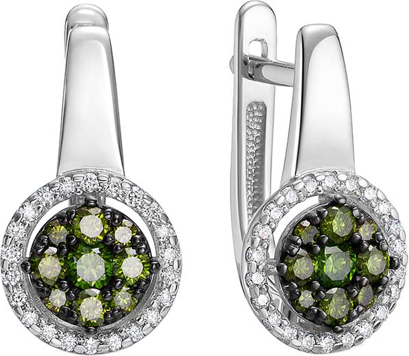 Серьги из белого золота Vesna jewelry 23343-256-375-00 с зелеными бриллиантами, бриллиантами