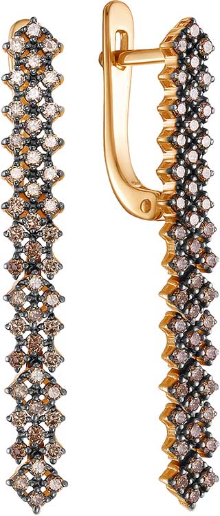Золотые серьги Vesna jewelry 23435-157-09-00 с коньячными бриллиантами
