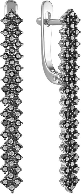 Серьги из белого золота с подвесками Vesna jewelry 23435-256-02-00 с черными бриллиантами