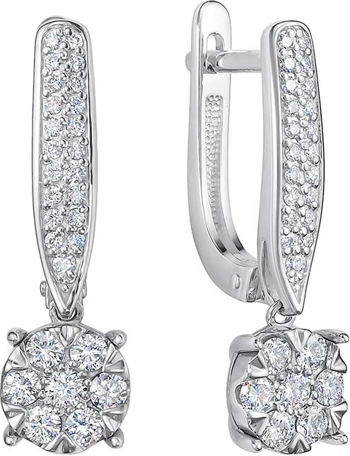 Серьги из белого золота с подвесками Vesna jewelry 23442-251-00-00 с бриллиантами