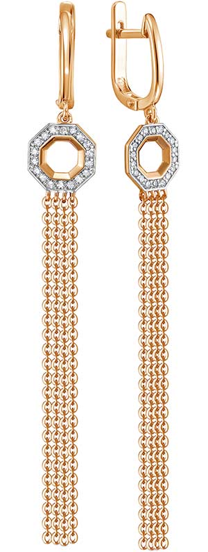 Золотые серьги кисточки Vesna jewelry 23446-151-01-00 с бриллиантами