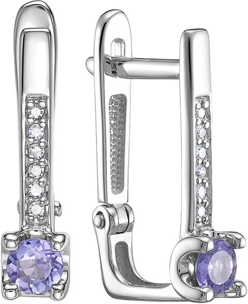 Серьги из белого золота Vesna jewelry 23473-251-141-00 с танзанитами, бриллиантами