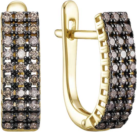 Золотые серьги Vesna jewelry 23503-357-09-00 с коньячными бриллиантами