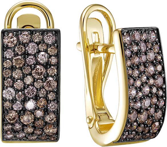 Золотые серьги Vesna jewelry 23507-357-09-00 с коньячными бриллиантами