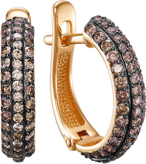 Золотые серьги Vesna jewelry 23509-157-09-00 с коньячными бриллиантами