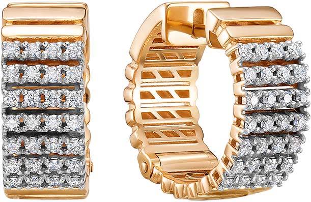 Золотые серьги хаггисы Vesna jewelry 23597-151-00-00 с бриллиантами