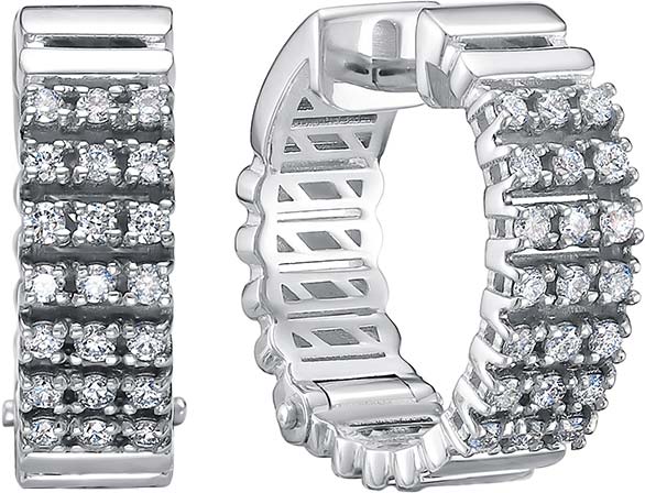 Серьги кольца конго из белого золота Vesna jewelry 23599-251-00-00 с бриллиантами