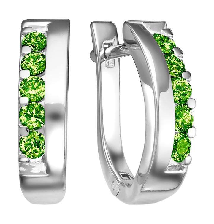 Серьги из белого золота Vesna jewelry 2833-251-217-00 с зелеными бриллиантами