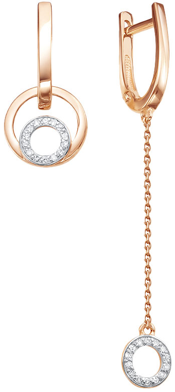 Золотые длинные серьги Vesna jewelry 2955-151-01-00 с бриллиантами