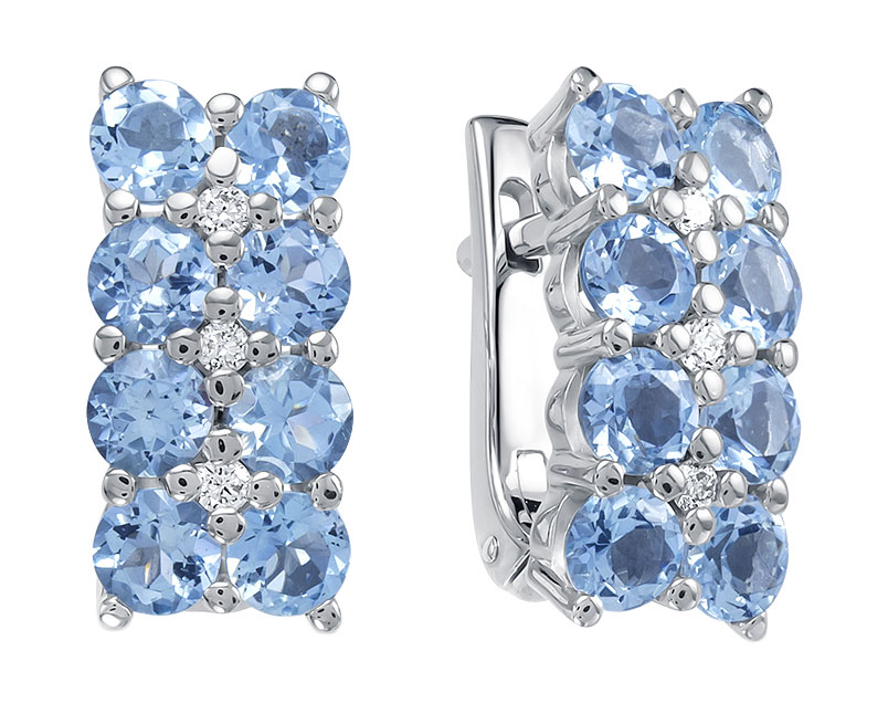 Серьги из белого золота Vesna jewelry 2984-251-164-00 с аквамаринами, бриллиантами