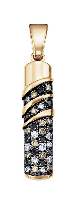 Золотой кулон Vesna jewelry 31146-156-178-00 с черными бриллиантами, коньячными бриллиантами, бриллиантами
