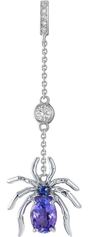Кулон из белого золота ''Паук'' Vesna jewelry 31783-251-288-00 с танзанитом, сапфирами, бриллиантами