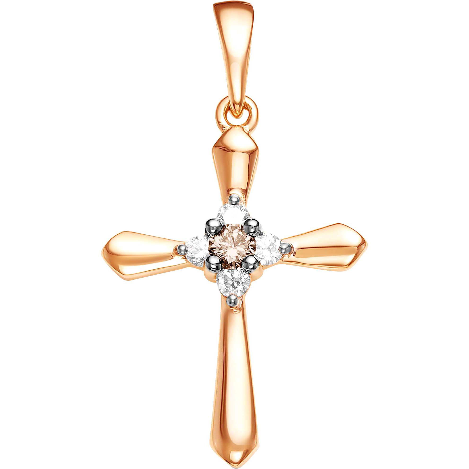 Женский золотой декоративный крестик Vesna jewelry 3212-151-162-00 с цветными бриллиантами